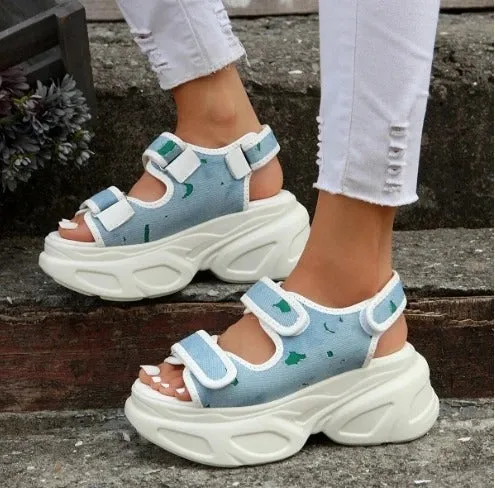 Celeste - Shiny Wedge Sandals for Women