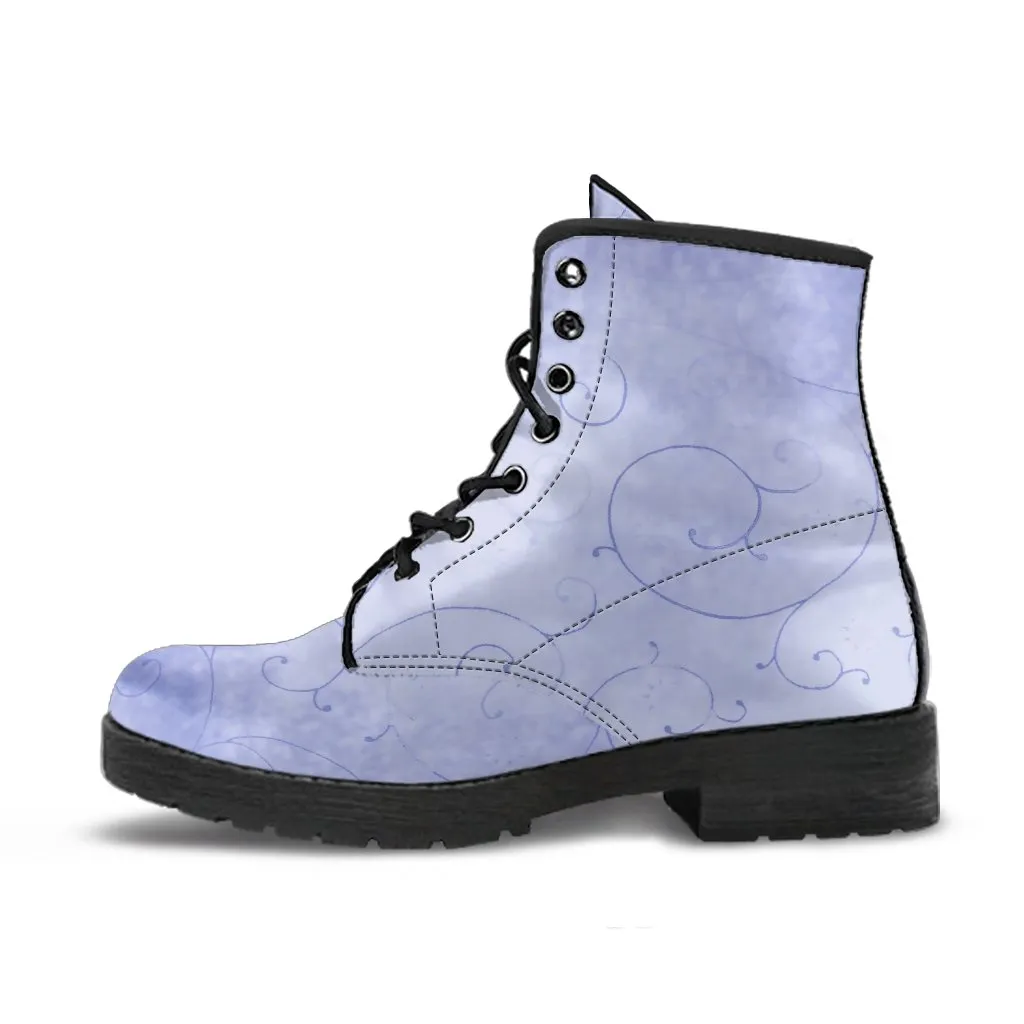 Combat Boots - Vintage Swirls | Purple Boots for Women, Handmade Lace Up Boots, Vegan Leather Lace Up Boots Women, 90s Boots, Custom Shoes