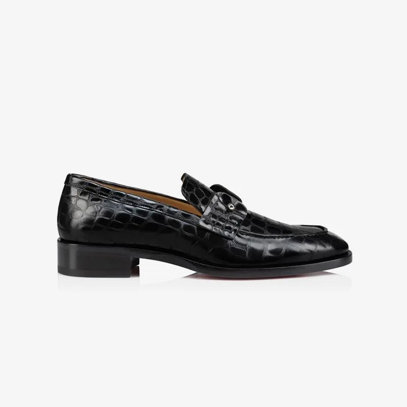 Crocodile Print Leather Loafers