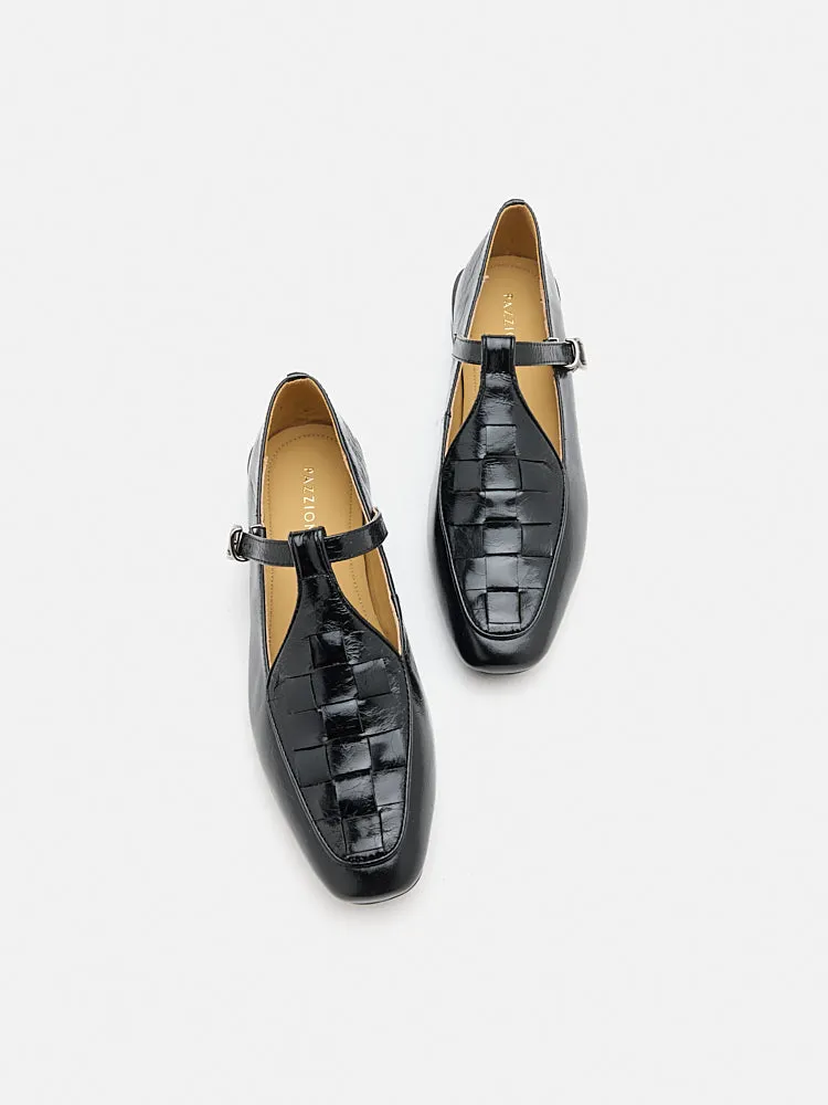 Feodora T-bar Weaved Loafer Flats