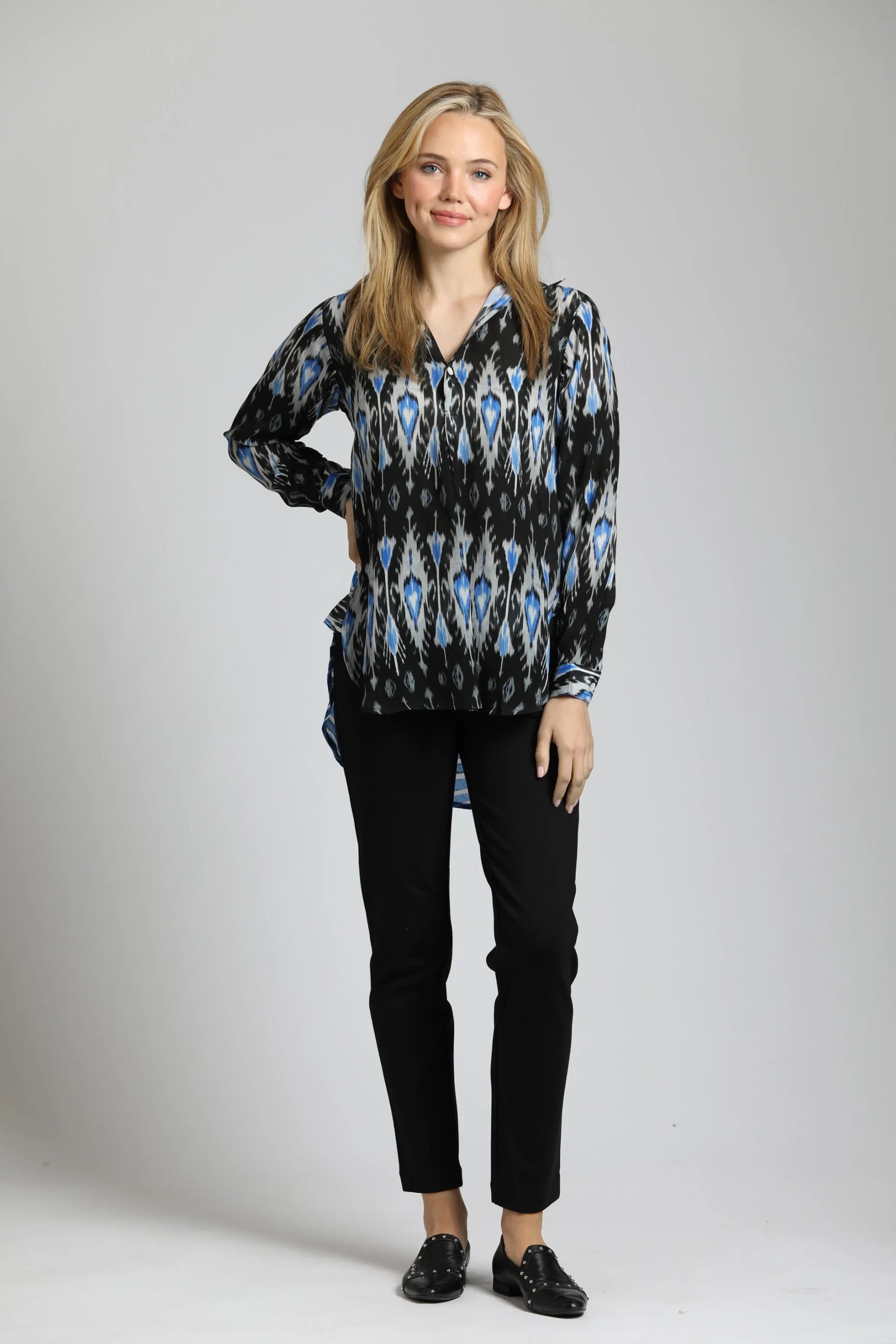 Half Button-up Pullover Tunic